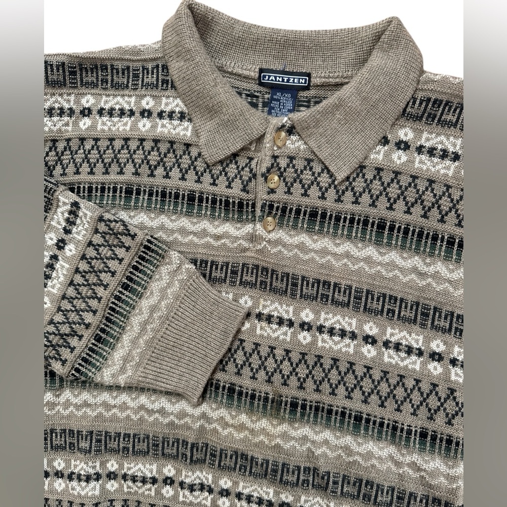 Vintage Jantzen Men’s Size‎ XL Coogi Style Sweater Multicolored Hip Hop Collared